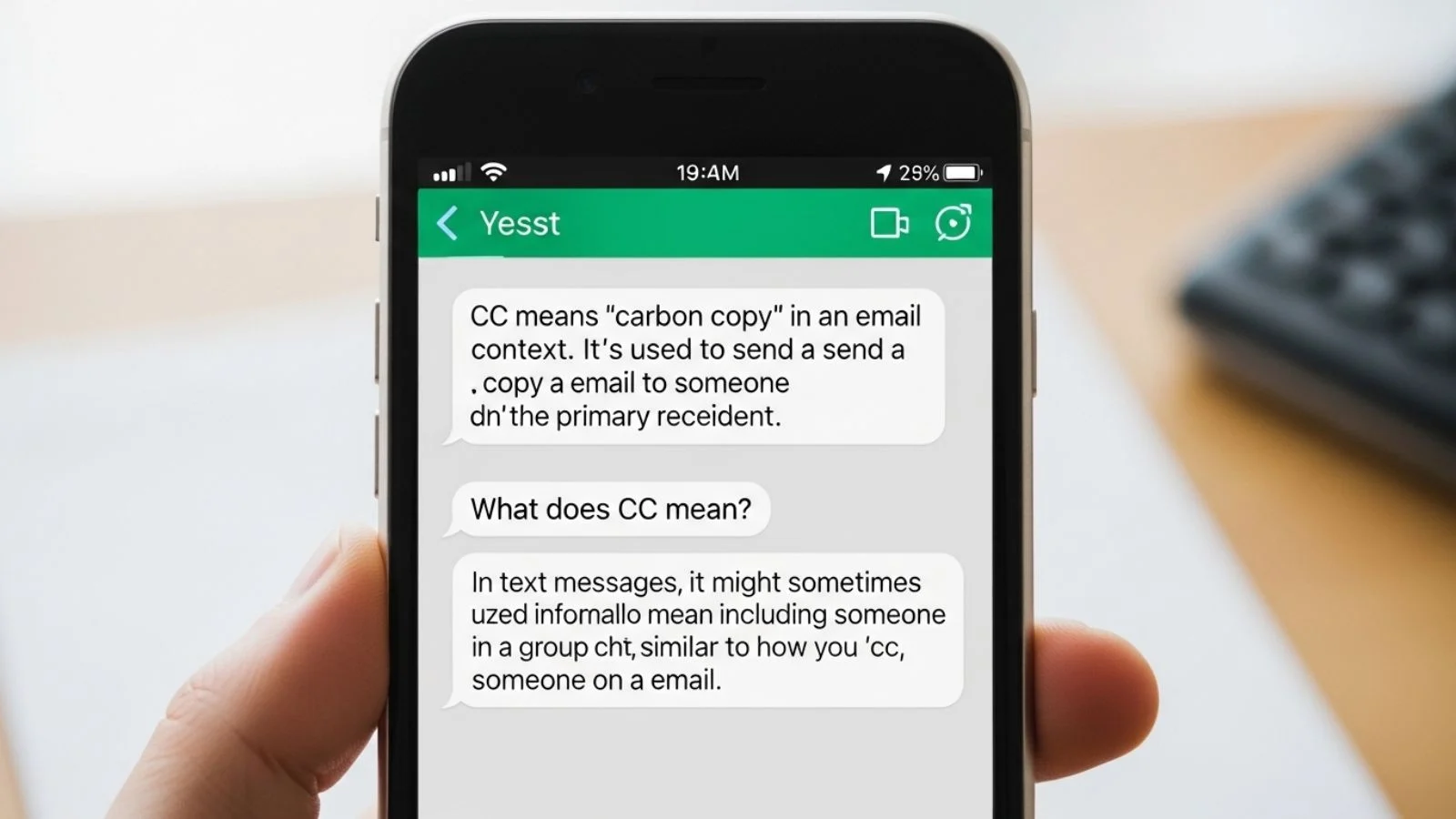 what cc mean in text