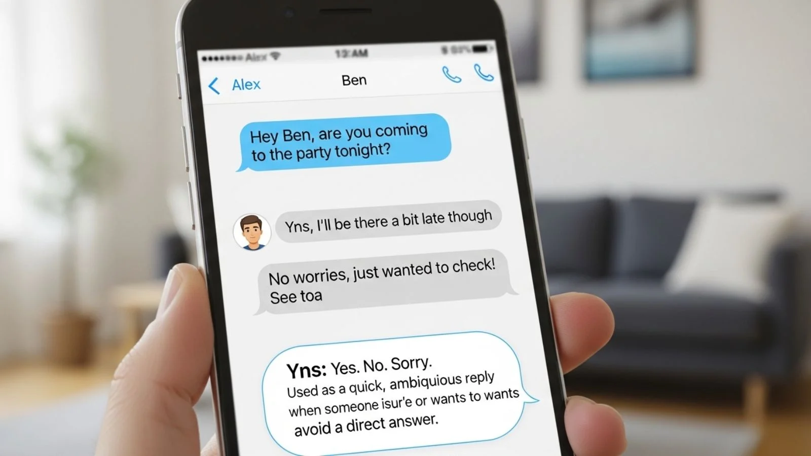 what do yns mean in text