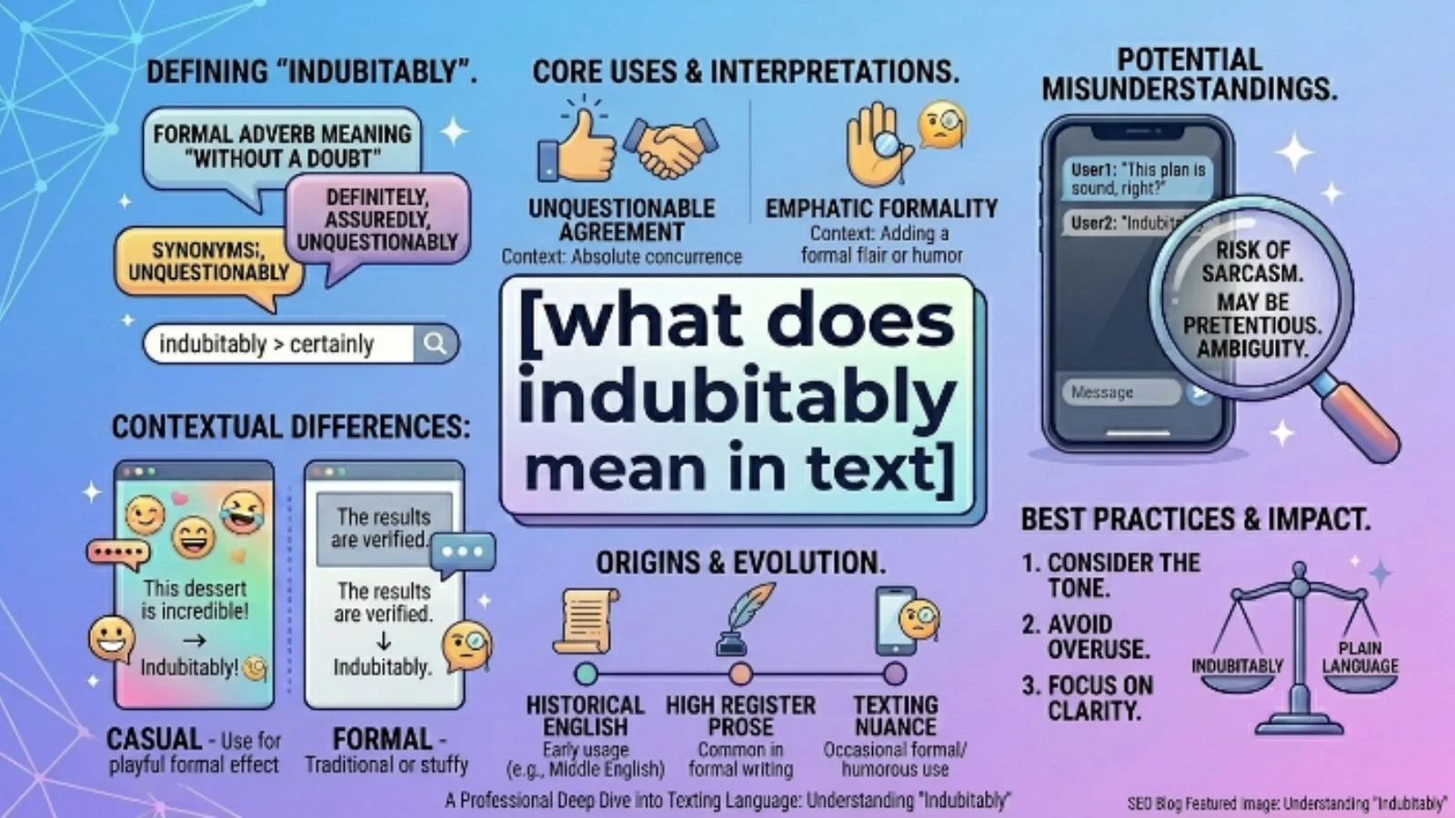 what does indubitably mean in text
