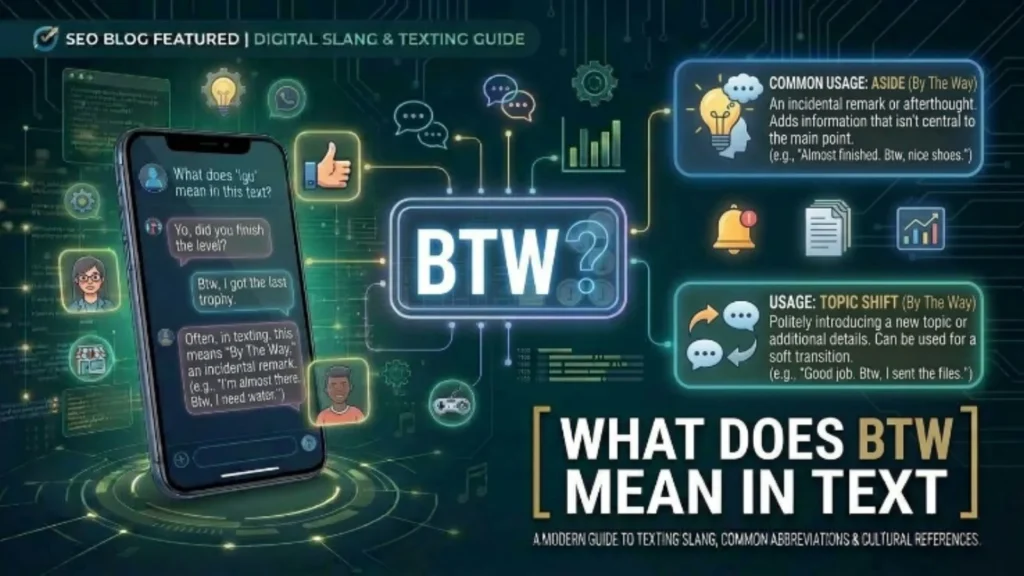 what dose btw mean in text